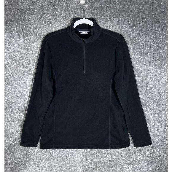 Lands End 1/4 Zip Pullover‎ Fleece Sweater Womens Size Medium 10-12 Black - Picture 1 of 6